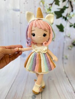 Handmade Crochet Unicorn Doll, Knit Doll, 2 of 12