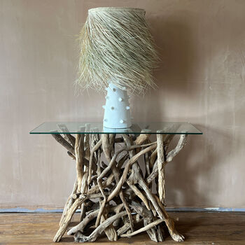 Rock The Kasbah White Ceramic Lamp With Palm Shade, 2 of 4