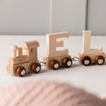 Engraved New Baby Wooden Name Train Set, 6 of 12