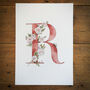 R Is For Rose Initial Print, Personalised, thumbnail 2 of 7