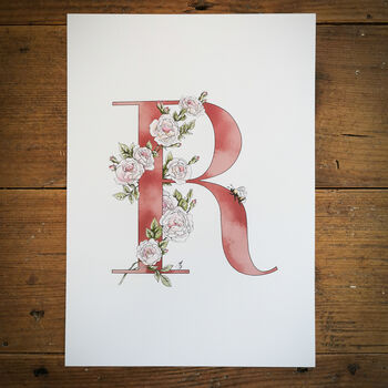 R Is For Rose Initial Print, Personalised, 2 of 7
