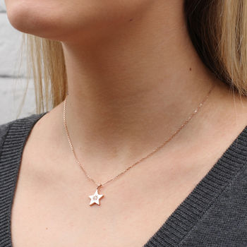 Diamond Set 18ct Gold Plated Or Silver Star Necklace, 2 of 6