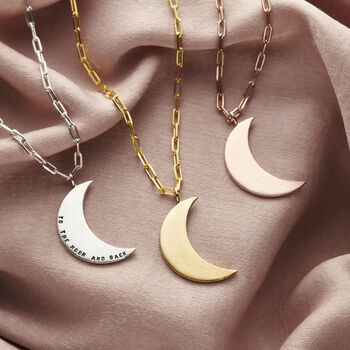 Personalised Large Moon Necklace On Link Chain, 2 of 8