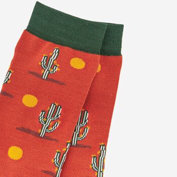 Men's Desert Cactus Bamboo Socks, 3 of 5