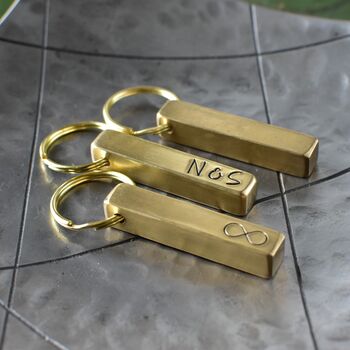 Personalised 21st Anniversary Brass Bar Keyring, 5 of 9