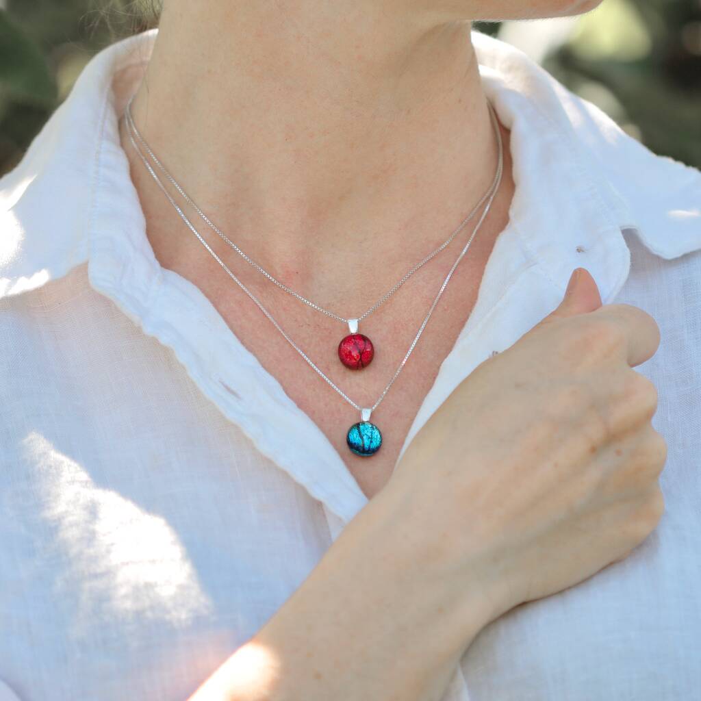 Red glass pendant on sale necklace