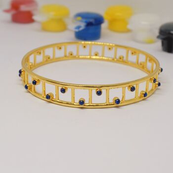 Lapis Lazuli Gold Bangle: Blue Gemstone Bracelet, 2 of 4