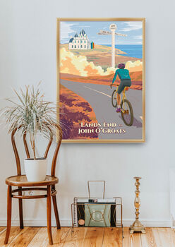 Lands End To John O'groats Cycling Travel Poster Print, 5 of 8