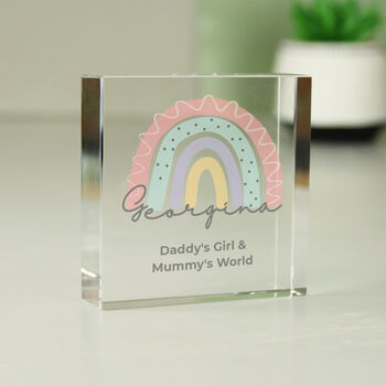Personalised Rainbow New Baby Girl Crystal Token, 3 of 4