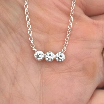 Three Diamond Bar Necklace, 3 of 5