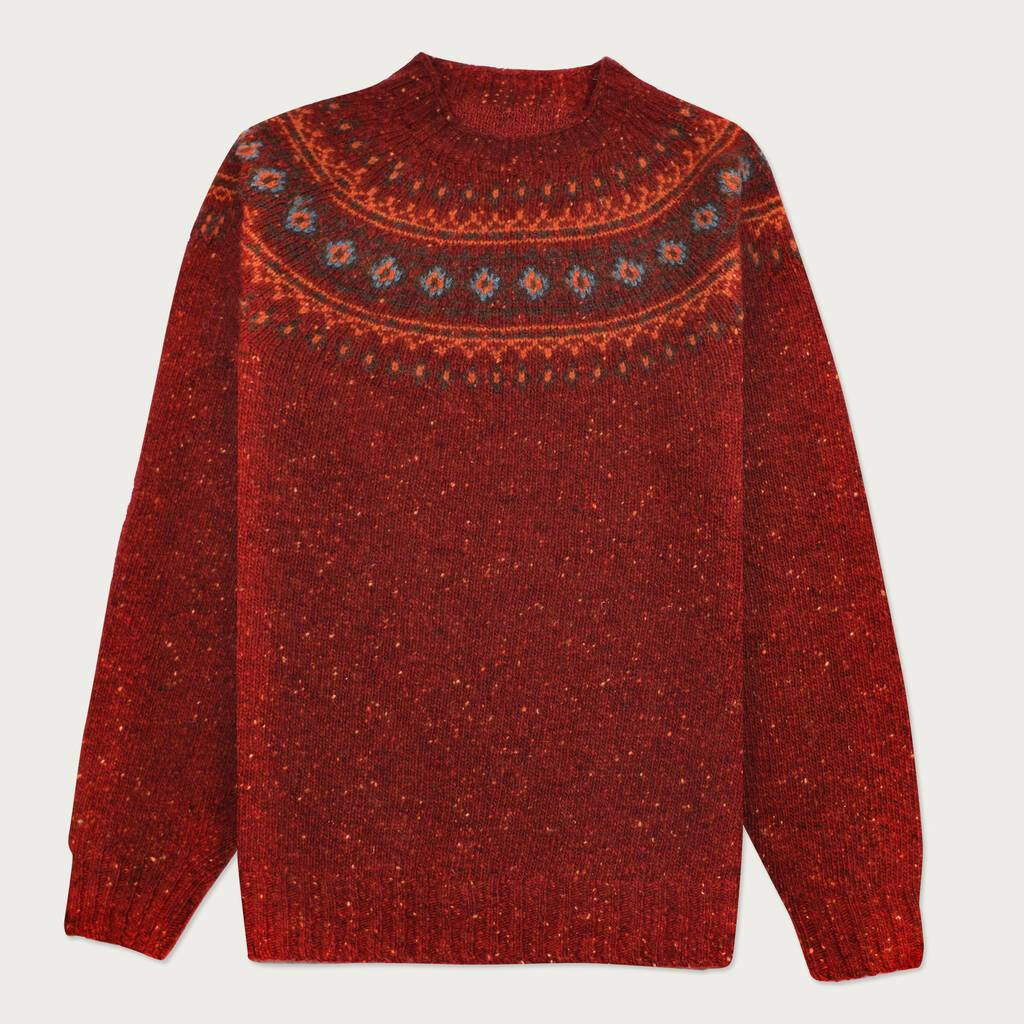 T Lab Ayla Ruby Red Fair Isle Lambswool Jumper By T-lab