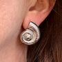 Textured Spiral Shell Oversized Stud Earrings, thumbnail 2 of 5
