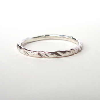 stacking textured ring line silver hammered notonthehighstreet