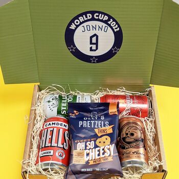 Personalised World Cup Beer And Snacks Box, 3 of 4