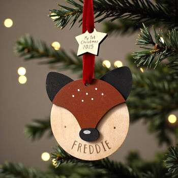 Personalised Wooden Robin Christmas Decoration – My First Christmas Bauble, 6 of 9