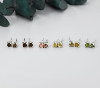 Sterling Silver Natural Raw Yellow Tourmaline Stone Stud Earrings, 7 of 12