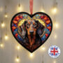 Dachshund Stained Glass Effect Heart Suncatcher, thumbnail 1 of 9