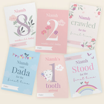Personalised Baby Girl Milestone Cards, 4 of 8