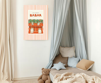 Babar The Elephant Stripy Tennis Art Print, 3 of 3
