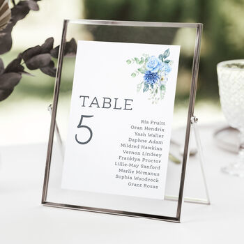 Wedding Seating Plan Cards Blue Floral, 4 of 6