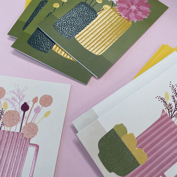 Dahlias And Dried Flowers Blank Card Set, 3 of 4