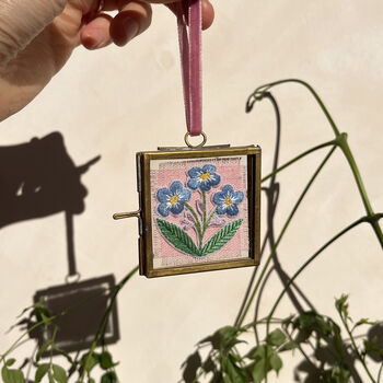 Forget Me Not Hand Embroidered Framed Keepsake, 2 of 5