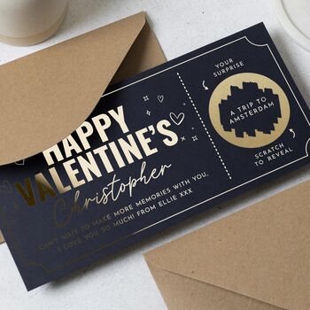 Personalised Valentines Scratch Trip Reveal Voucher, 3 of 9