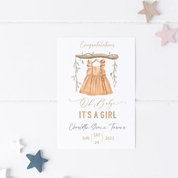 New Baby Girl Personalised Card, 3 of 8