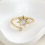 Gold Plated Sterling Silver Sun Spinner Ring With Opal And Cz Adjustable, Open, thumbnail 1 of 4