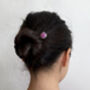 Natural Pink Sapphire Hair Pin In Solid Sterling Silver, thumbnail 2 of 3