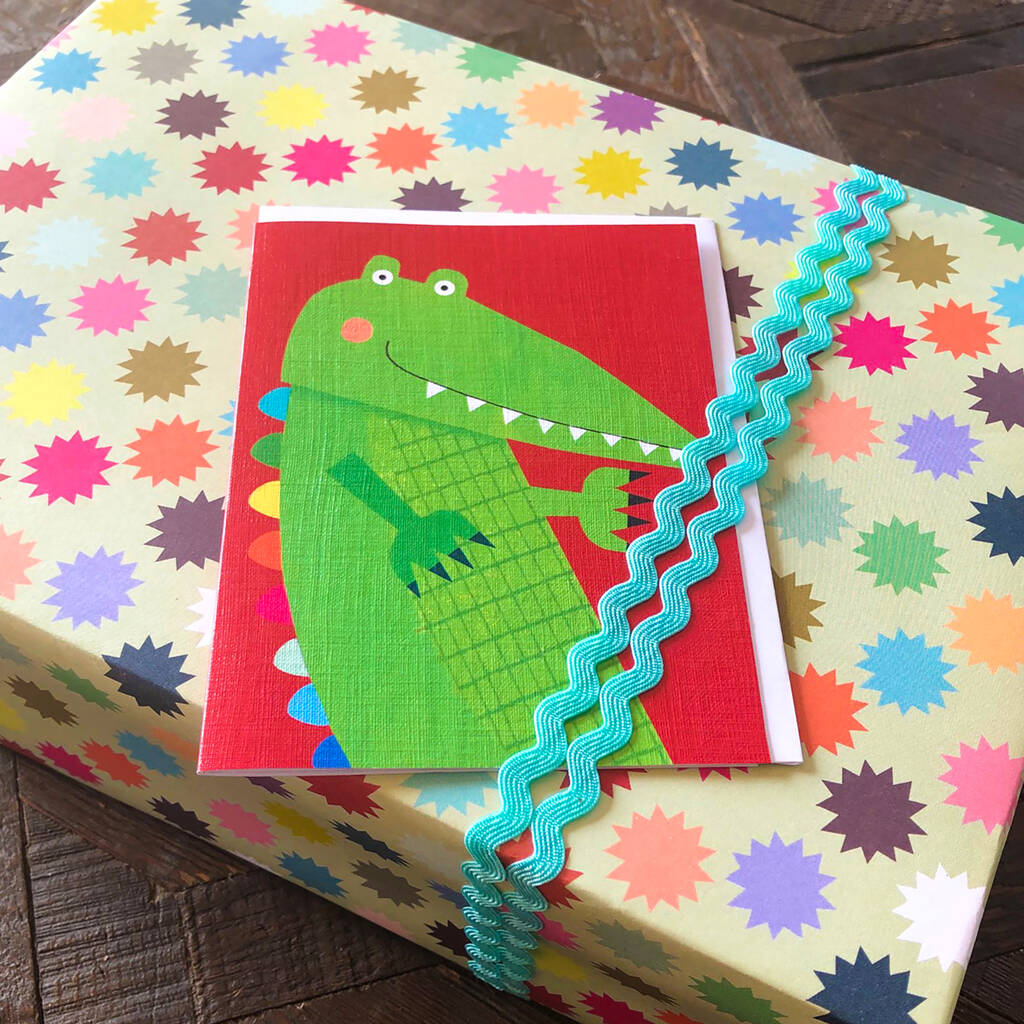 Mini Colourful Crocodile Greetings Card By Kali Stileman Publishing