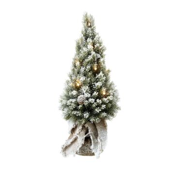 Pre Lit Snowy Tree With Hessian Base, 2 of 4