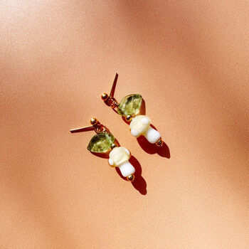Murano Glass Mushroom And Leaf Stud Earrings, 8 of 12