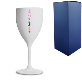 Personalised White Plastic Wine Glass In Gift Box, 3 of 4
