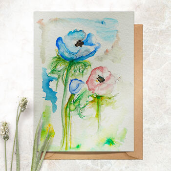 Set Of Hand Painted Spring Flower Greetings Card, 2 of 4