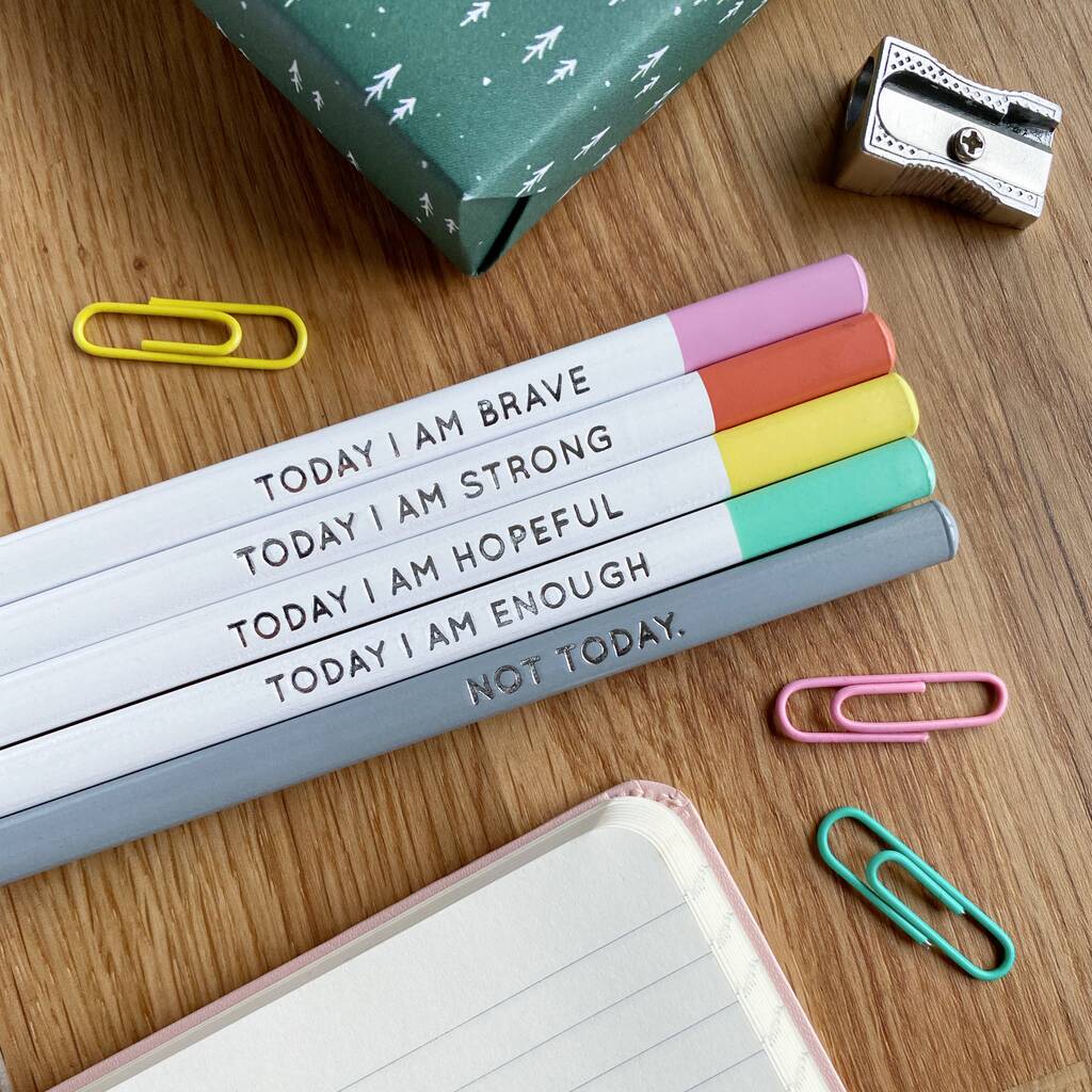 Set Of Five 'Today I Am' Positive Pencils, 1 of 5