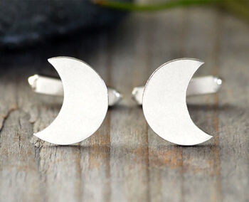 Personalised Moon Shape Cufflinks In Sterling Silver, 3 of 4