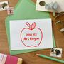 Red Apple For The Teacher Thank You Card, thumbnail 1 of 9