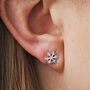 Sterling Silver Christmas Snowflake Stud Earrings, thumbnail 1 of 3