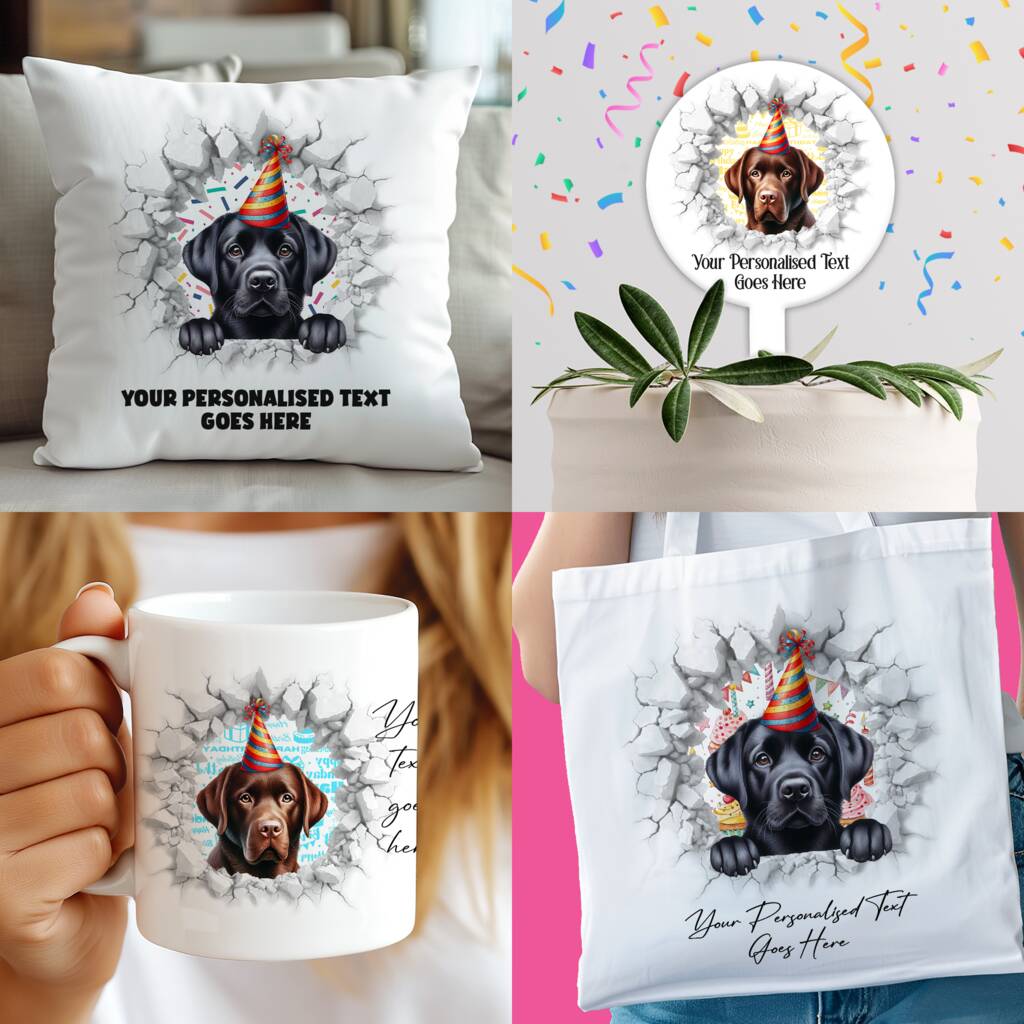 Personalised Labrador Birthday Break Through Dog, 1 of 9