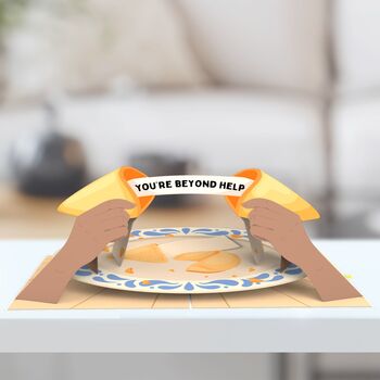 Un Fortunate Cookie 3D Pop Up Funny Birthday Wish 'You're Beyond Help' Card, 6 of 8