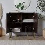 Dark Wood Sideboard Storage Cabinet With Parquet Design, thumbnail 7 of 7