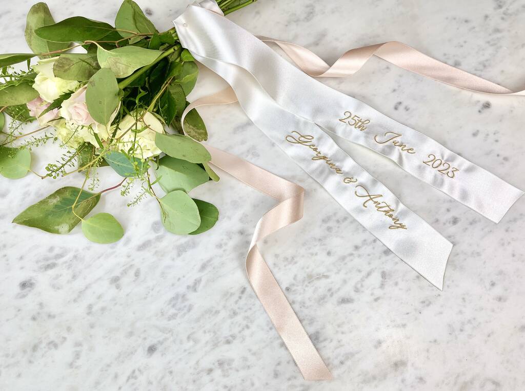 Personalized Bridal Bouquet Ribbon Sash – Simply Sisters