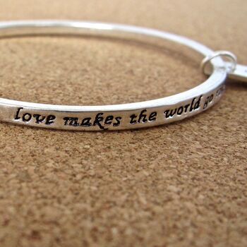 Silver Plated Love Engraved Bangle, 2 of 3