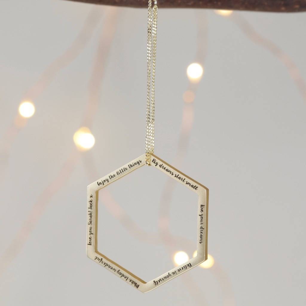 personalised geometric hanging decoration by lisa angel