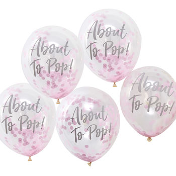 Pink About To Pop Baby Shower Confetti Balloons, 2 of 3