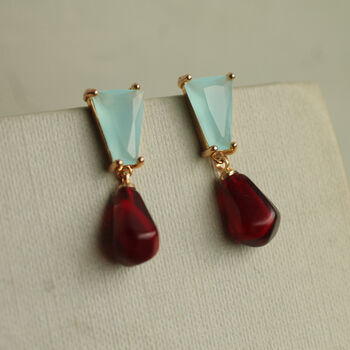 Pomegranate Red And Seafoam Earrings, 8 of 11