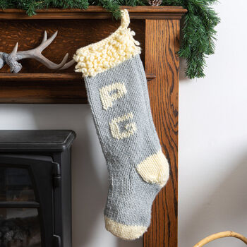 Monogram Stocking Christmas Knitting Kit, 3 of 5