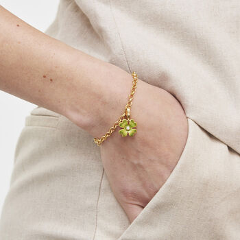 Gold Lucky Clover And Pearl Charm Bracelet, 2 of 9
