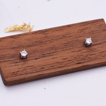Sterling Silver Extra Small Cz Stud Earrings, 3 of 12